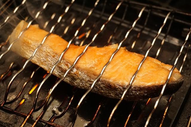 Grilled salmon steak