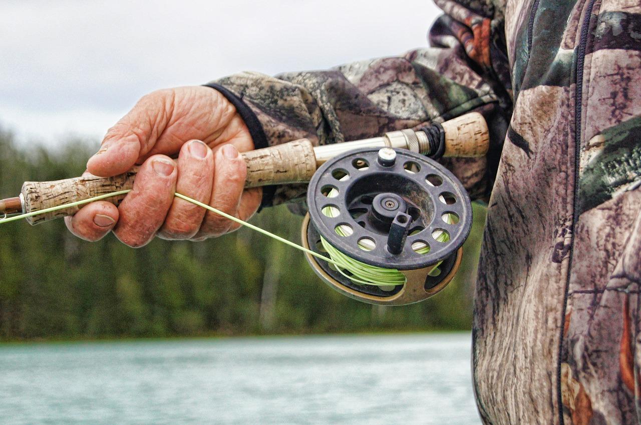 A man catches a crucian