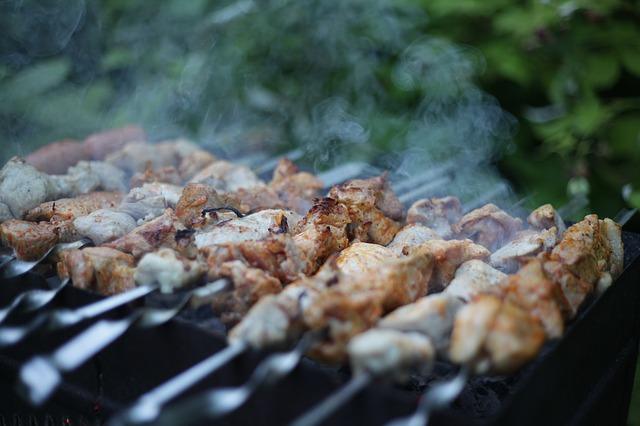 Foto af saftig svinekebab