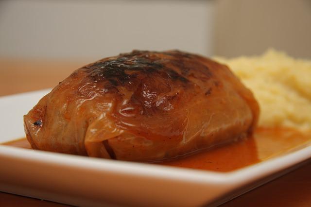 Close-up photo of stuffed cabbage