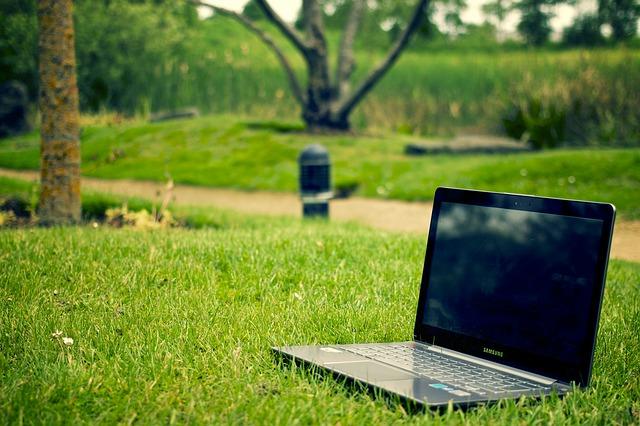 Samsung laptop outdoors