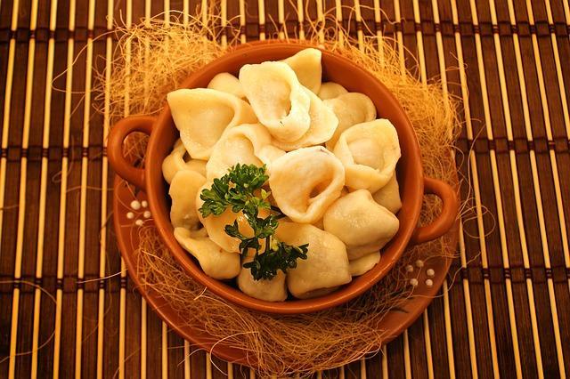 Boiled dumplings in a pot