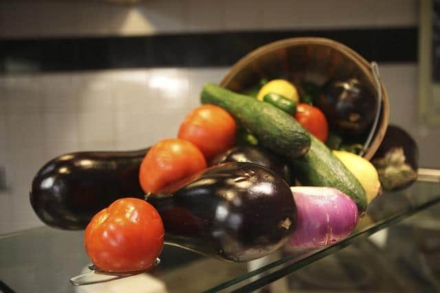 Zucchini, tomatoes and cucumbers