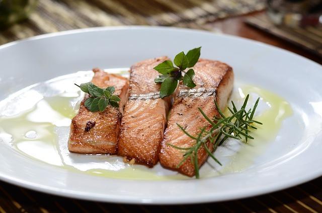 Juicy trout steak on a plate