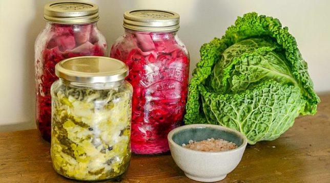 Sauerkraut in jars