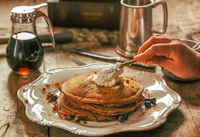 Rye flour pancakes with cottage cheese